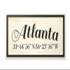 Stupell Industries Wood Cursive City Coordinates Atlanta Wall Plaque Art, 7 x 0.5 x 17, Multi-Color view 1