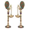 ARTVARKO Brass Pair of Bird Peacock Hanging Chain Diya Oil Lamp Stand, 9 Inches view 1