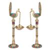 ARTVARKO Brass Pair of Bird Peacock Hanging Chain Diya Oil Lamp Stand, 9 Inches view 3