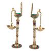 ARTVARKO Brass Pair of Bird Peacock Hanging Chain Diya Oil Lamp Stand, 9 Inches view 4