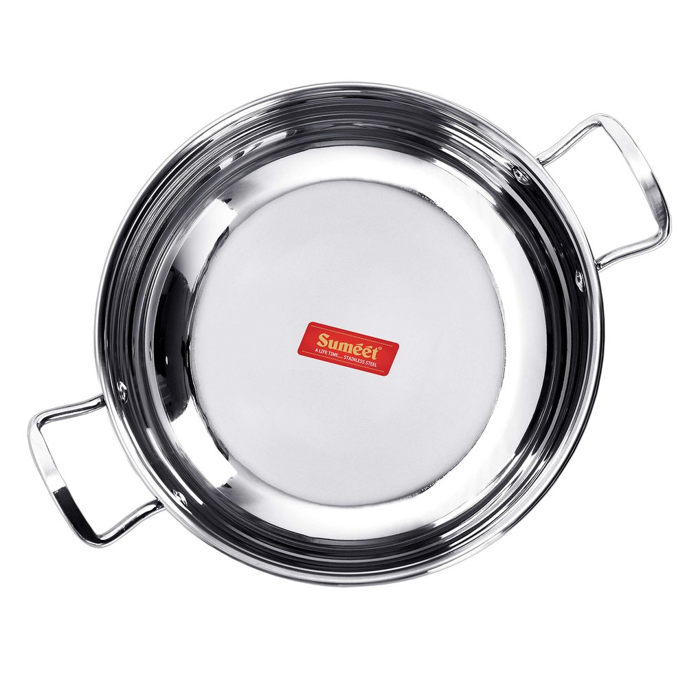 Sumeet Stainless Steel Induction Bottom (Encapsulated) Gas Stove Friendly Kadhai Size No.12 1.9 Liter