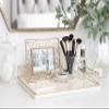 Kate and Laurel Mendel Rectangle Tray with Decorative Metal Rim, 16.5 x 12, White and Gold view 4