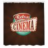 Ambesonne Movie Theater Shower Curtain, Retro Style Cinema Sign Design Film Festival Hollywood Theme, Cloth Fabric Bathroom Decor Set with Hooks, 69" W x 75" L, Vermilion Turquoise view 2