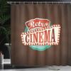 Ambesonne Movie Theater Shower Curtain, Retro Style Cinema Sign Design Film Festival Hollywood Theme, Cloth Fabric Bathroom Decor Set with Hooks, 69" W x 75" L, Vermilion Turquoise view 3