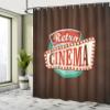 Ambesonne Movie Theater Shower Curtain, Retro Style Cinema Sign Design Film Festival Hollywood Theme, Cloth Fabric Bathroom Decor Set with Hooks, 69" W x 75" L, Vermilion Turquoise view 4