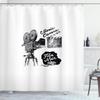 Ambesonne Movie Theater Shower Curtain, Antique Movie Camera Hand Drawn Style Art Film Noir Genre Themed Print, Cloth Fabric Bathroom Decor Set with Hooks, 69" W x 84" L, Black and White view 1