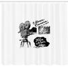 Ambesonne Movie Theater Shower Curtain, Antique Movie Camera Hand Drawn Style Art Film Noir Genre Themed Print, Cloth Fabric Bathroom Decor Set with Hooks, 69" W x 84" L, Black and White view 2