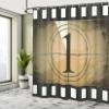 Ambesonne Movie Theater Shower Curtain, Grunge Countdown Frame with Number in a Circle Film Strip, Cloth Fabric Bathroom Decor Set with Hooks, 69" W x 70" L, Black Brown view 4