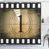 Ambesonne Movie Theater Shower Curtain, Grunge Countdown Frame with Number in a Circle Film Strip, Cloth Fabric Bathroom Decor Set with Hooks, 69" W x 75" L, Black Brown view 1