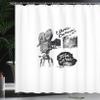 Ambesonne Movie Theater Shower Curtain, Antique Movie Camera Hand Drawn Style Art Film Noir Genre Themed Print, Cloth Fabric Bathroom Decor Set with Hooks, 69" W x 70" L, Black and White view 3