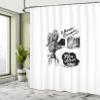 Ambesonne Movie Theater Shower Curtain, Antique Movie Camera Hand Drawn Style Art Film Noir Genre Themed Print, Cloth Fabric Bathroom Decor Set with Hooks, 69" W x 70" L, Black and White view 4