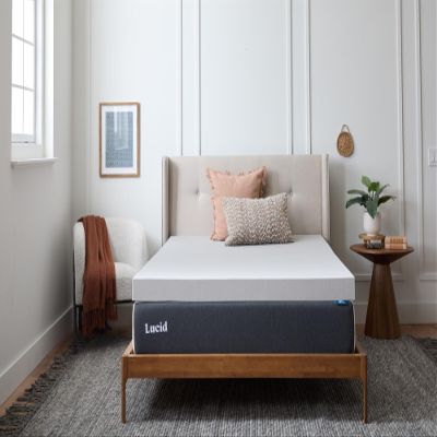 Lucid 4 Inch Bamboo Charcoal Infused Memory Foam Mattress Topper - Full Size Moisture and Odor Control - Ventilated - Ultra Plush Feel, Pressure-Relief Bed Topper CertiPur Certified