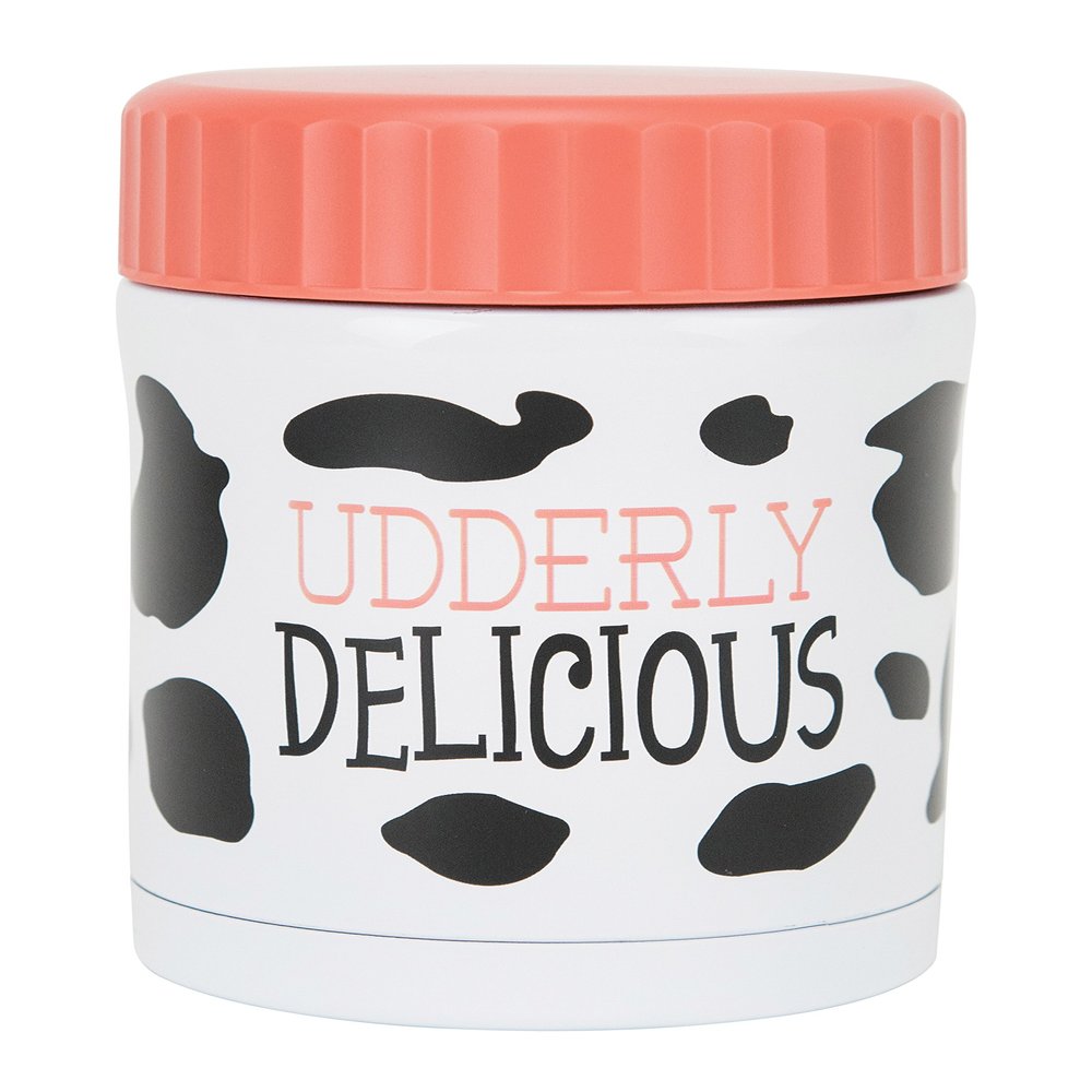 Boston Warehouse Insulated Lunch Jar, Udderly Delicious, Stainless Steel, 16-Ounce Capacity