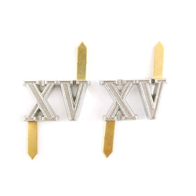 WW2 German Shoulder Boards cyphers Silver XV Light Div. 18mm 2pcs