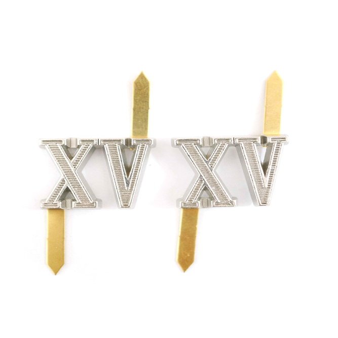 WW2 German Shoulder Boards cyphers Silver XV Light Div. 18mm 2pcs