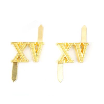 WW2 German Shoulder Boards cyphers Gold XV Light Div. 18mm 2pcs