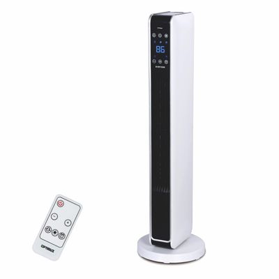 Optimus H-7329 29" Oscillating Tower Heater with Digi Temp Readout & Setting, Remote 29" Oscillating Tower Heater with Remote