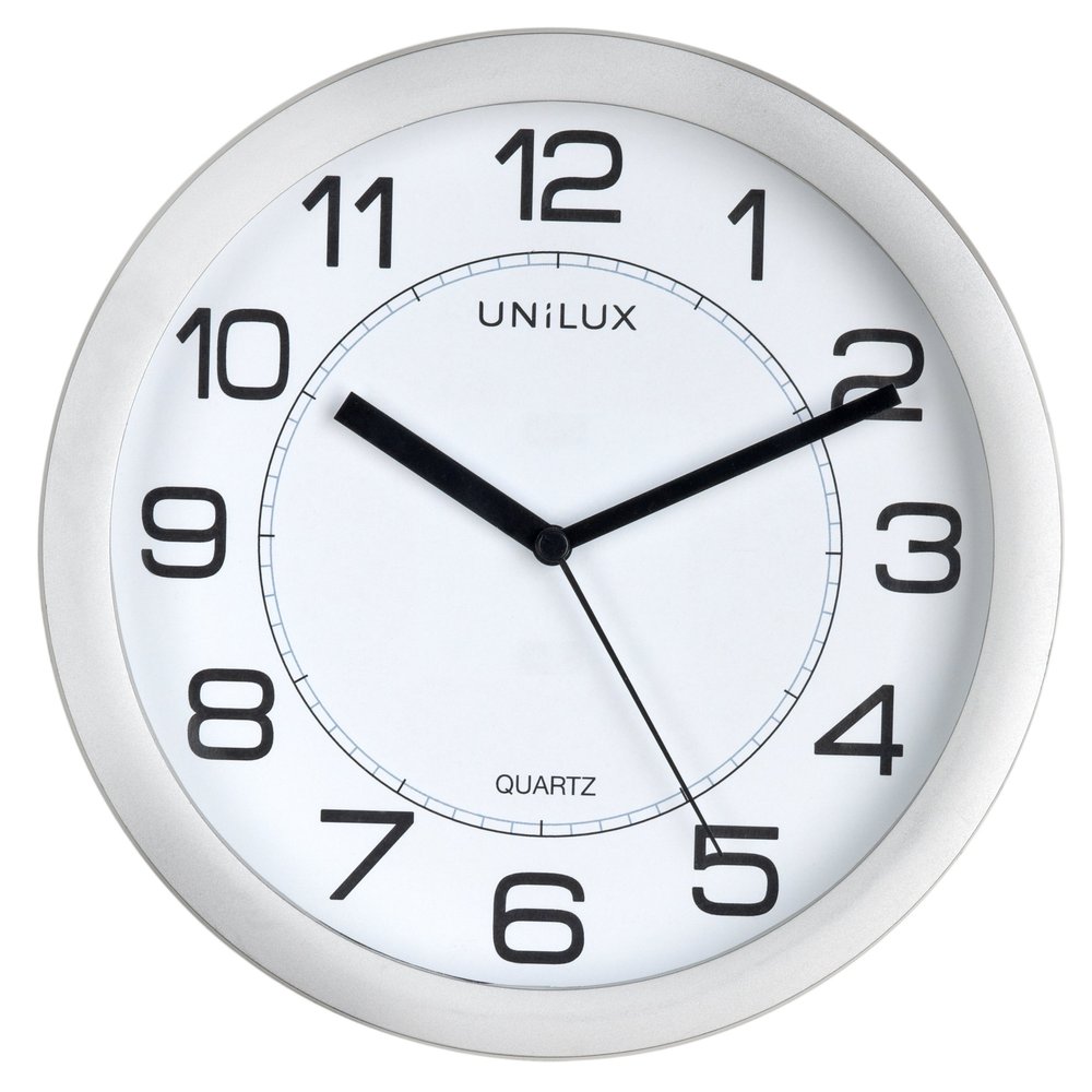 Unilux Attraction Silent Quartz Clock, 22cm Metal Grey, Size 5-22 Centimeters (400094404)