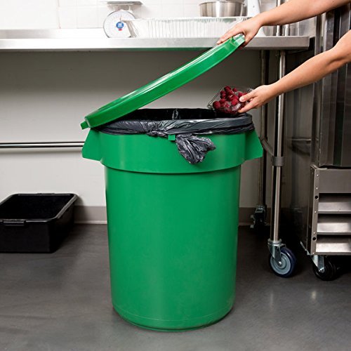 TableTop King Huskee 32 Gallon Green Trash Can with Green Lid