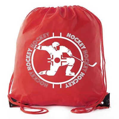 Mato & Hash Hockey Party Bags | Hockey Drawstring backpacks for Birthdays, Team Events & More! - 10PK Red CA2500HOCKEY S2
