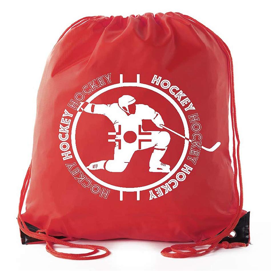 Mato & Hash Hockey Party Bags | Hockey Drawstring backpacks for Birthdays, Team Events & More! - 10PK Red CA2500HOCKEY S2