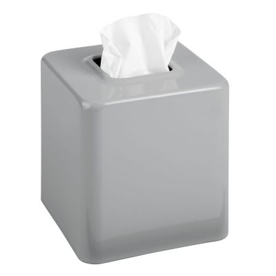 mDesign Metal Square Tissue Box Cover, Modern Facial Paper Holder - Accessories for Bathroom Vanity Countertop, Bedroom Dresser, Night Stand, Desk, Office and End Table - Unity Collection - Gray