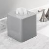 mDesign Metal Square Tissue Box Cover, Modern Facial Paper Holder - Accessories for Bathroom Vanity Countertop, Bedroom Dresser, Night Stand, Desk, Office and End Table - Unity Collection - Gray view 2