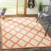 SAFAVIEH Washable Rug Outdoor Linden Collection - 4' x 6', Cream & Rust, Non-Shedding & Easy to Clean, Ideal for Patio, Backyard, Mudroom (LND122R)