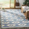 SAFAVIEH Washable Rug Outdoor Linden Collection - 4' x 6', Cream & Blue, Non-Shedding & Easy to Clean, Ideal for Patio, Backyard, Mudroom (LND171N) view 1