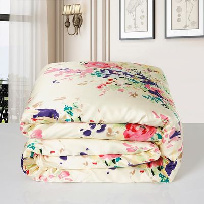 Maxfeel Silk 1pc Silk Duvet Cover, Quilt Cover, Comforter Cover, 100% Floral Print Mulberry Silk,Charmuse Silk, Multiclolr Queen Cal.King Full King Twin (Cal King, #20)