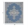 SAFAVIEH Washable Rug Outdoor Linden Collection - 4' x 6', Cream & Blue, Non-Shedding & Easy to Clean, Ideal for Patio, Backyard, Mudroom (LND180N) view 2