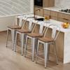 Changjie Furniture 24 Inches Metal Barstools Set of 4 Counter Height Bar Stools Industrial Stools with Backs High Back Chairs for Kitchen Island (24 Inch, Silver) view 1