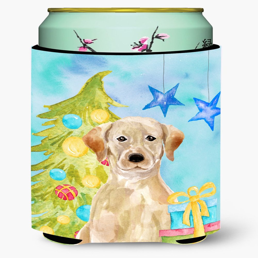 Caroline's Treasures BB9401TBC Yellow Labrador Christmas Tall Boy Hugger Can Cooler Sleeve Hugger Machine Washable Drink Sleeve Hugger Collapsible Insulator Beverage Insulated Holder