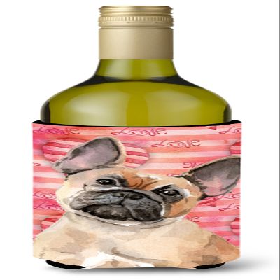 Caroline's Treasures BB9487LITERK Fawn French Bulldog Love Wine Bottle Hugger Bottle Cooler Sleeve Hugger Machine Washable Collapsible Insulator Beverage Insulated Holder
