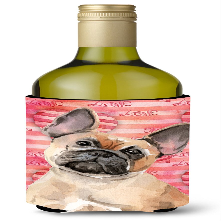 Caroline's Treasures BB9487LITERK Fawn French Bulldog Love Wine Bottle Hugger Bottle Cooler Sleeve Hugger Machine Washable Collapsible Insulator Beverage Insulated Holder