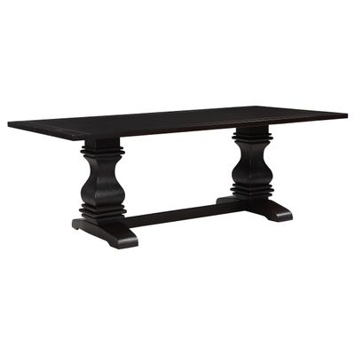 Coaster Home Furnishings - Parkins - Wood & Veneer - Traditional Rectangular Trestle Dining Table with Curved Legs and Pedestal Base - Dining Room & Kitchen - 86 Inch - Espresso - 107411