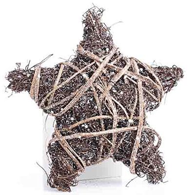 Factory Direct Craft Natural Woven Grapevine and Silver Glitter Twig Stars for Indoor Decor - 6 Stars