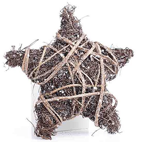 Factory Direct Craft Natural Woven Grapevine and Silver Glitter Twig Stars for Indoor Decor - 6 Stars