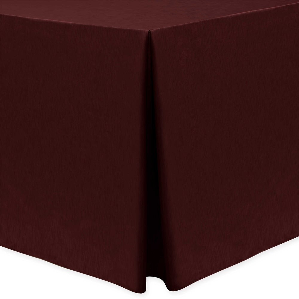 Ultimate Textile -10 Pack- Shantung - Majestic 8 ft. Fitted Tablecloth - Fits 30 x 96-Inch Rectangular Tables - 36" H, Burgundy Red