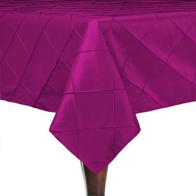 Ultimate Textile -2 Pack- Embroidered Pintuck Taffeta 45 x 45-Inch Square Tablecloth Raspberry
