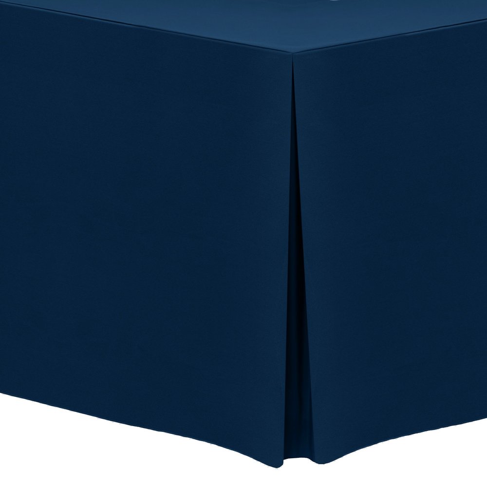 Ultimate Textile -3 Pack- 5 ft. Fitted Polyester Tablecloth - Fits 30 x 60-Inch Banquet and Folding Rectangular Tables - 42" H, Navy Blue