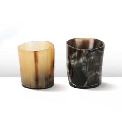 Handicrafts Home Handmade Horn Shot Glasses Set of 2, 3 oz Natural Viking Drinking Whiskey Shots for Cocktails & Parties- Medieval Decor Gift Set for Men & Groomsmen, Unique Bar Shot