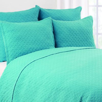 C&F Home Basketweave Azul Full/Queen Machine Washable Reversible 3 Piece Quilt Set 100% Cotton Lightweight Bedspread Coverlet Full/Queen 3 Piece Set Blue