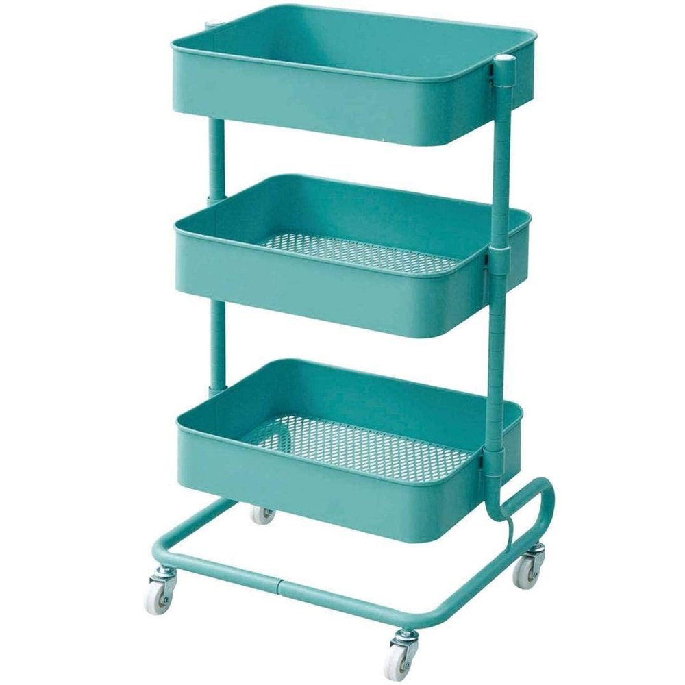 Yamazen LSBT-3(BK) Kitchen Wagon, Slim, Adjustable Height, Total Load Capacity 66.1 lbs (30 kg), Mesh Type, Casters, Width 10.8 x Depth 15.6 x Height 30.3 inches (27.5 x 39.5 x 77 cm), Basket Trolley, Assembly Required, Black
