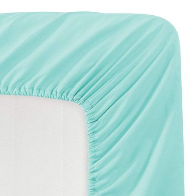 Singh's Textiles 100% Egyptian Cotton 400 Thread Count 1-Piece Extra Deep Pocket Fitted Sheet (72" x 84") Fit Upto (+9 Inches) California King, Aqua Solid