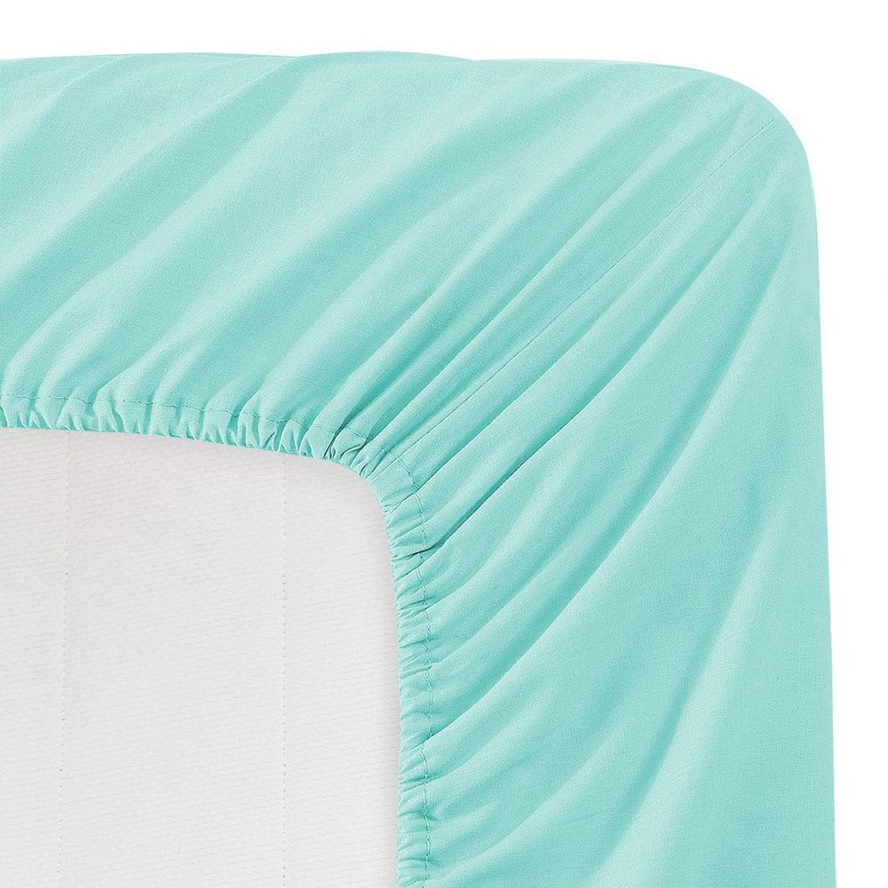 Singh's Textiles 100% Egyptian Cotton 400 Thread Count 1-Piece Extra Deep Pocket Fitted Sheet (72" x 84") Fit Upto (+9 Inches) California King, Aqua Solid