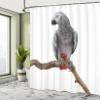 Ambesonne Grey Shower Curtain, Parrot Bird Psittacus Erithacus Standing on a Branch Tropical Nature Wildlife, Cloth Fabric Bathroom Decor Set with Hooks, 69" W x 84" L, White Grey view 4