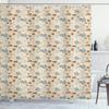Ambesonne Seashells Shower Curtain, Abstract Starfishes with Spiral Lines Doodle Style Illustration, Cloth Fabric Bathroom Decor Set with Hooks, 69" W x 75" L, Pale Brown Pale Blue view 1