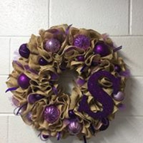 Burlap Wreath w/letter and decorations