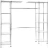 Amazon Basics Expandable Adjustable Metal Hanging Storage Organizer Rack Wardrobe with Shelves, 57-80 x 14 x 72 inches (LxWxH), Chrome view 1